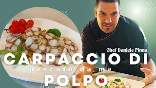 Fresco e gustoso la ricetta del carpaccio di polpo appena pescato dallo chef Daniele Pinna