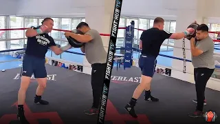 CANELO ALVAREZ BUSTING UP THE MITTS WITH POWER RIGHT HANDS AND UPPERCUTS DURING TRAINING IN MEXICO
