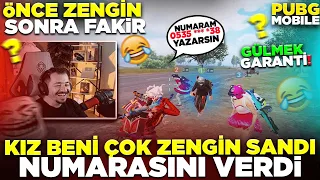 HESABIMI GÖREN KIZA ÇOK ZENGİNİM DEDİM NUMARASINI VERDİ - PUBG MOBİLE RASTGELE TAKIM TROLL