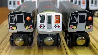 Munipals MTA R40 F Slant Train hauled by work train at Sulphin Blvd Station - Subway Mini Clip