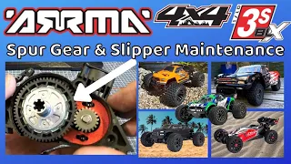 Arrma 3s BLX Spur Gear & Slipper Clutch Maintenance. Granite Senton Big Rock Typhon Vorteks  how to