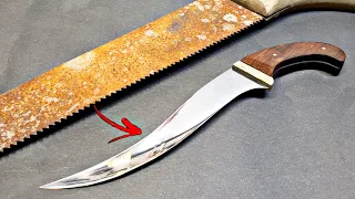 Making a Persion Knife out of old Rusty Hand saw[Knife Making]Random Workshop