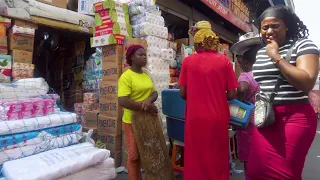 BUSY DAY IN AFRICA CITY STREET MARKET GHANA ACCRA MAKOLA