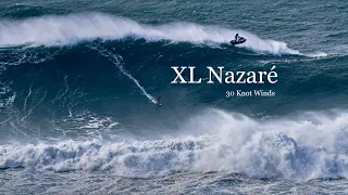 XL Nazare Big Wave Surfing - 12-8-21 - Windy Conditions with 30 knot winds