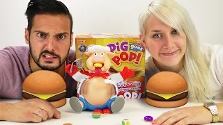 PIG GOES POP! Nina und Kaan füttern das Schwein bis es platzt! - All you can eat Hamburger