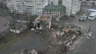 Drone captures battle aftermath in Ukraine's Borodyanka