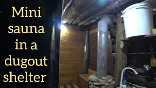 Building a sauna in a dugout shelter.