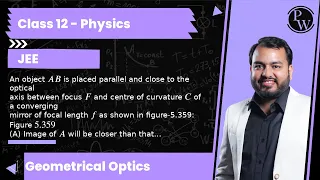 An object A B is placed parallel and close to the optical axis between focus F and centre of curv...