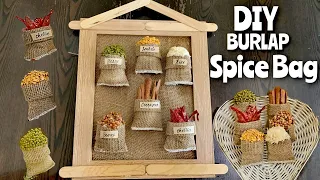 DIY kitchen wall décor with burlap,spices&pulses||Spice bag||Easy kitchen wall decor||wall hanging