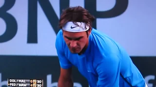 Federer + Wawrinka vs Dolgopolov + Malisse Amazing Doubles Point in HD!! Best Doubles Point Ever?!