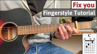 Fix you - Coldplay | Fingerstyle Guitar lesson (tutorial)