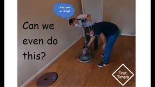 Sanding and staining floors. Can we do it?  (Part 1)