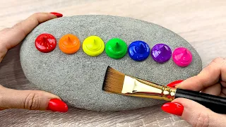 How to Paint Love Story on Stone ❤️ | Easy Stone Satisfying Acrylic Painting