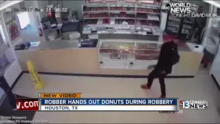 Thief hands out donuts during robbery