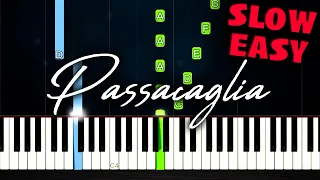 Passacaglia (Handel/Halvorsen) - SLOW EASY Piano Tutorial