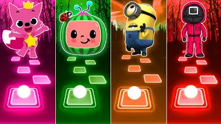 Pink Fong vs Cocomelon vs Minions Banana vs Squid Game | Tiles Hop EDM Rush