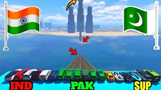 INDIA VS PAKISTAN | GTA 5 INDIA VS PAKISTAN VS SUPER CARS WATER CROSSING CHALLENGE | GTA 5 GAMEPLAY
