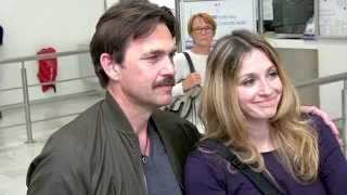 EXCLUSIVE: Dougray Scott and wife Claire Forlani arriving at Cannes airport