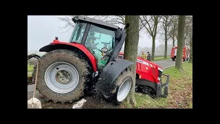 Big Tractors Vs Farmer Massey Ferguson Accident Smart Drivers -  Dangerous Massey Ferguson Driving!