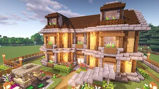 Minecraft: How to Build a Large Wooden Oak House (Tutorial)