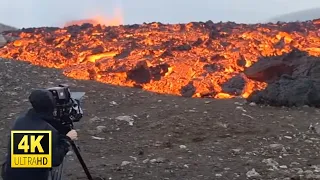 Lava flooding Meradalir valley, Iceland. 10.08.22