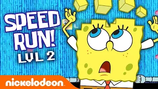 SpongeBob Goes on an 8-Bit Gaming Adventure 🎮 LEVEL 2 | Nick Arcade: Speed Run