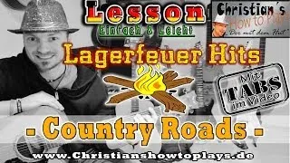 How to Play Lagerfeuer Hits John Denver COUNTRY ROADS Tabs Akustik Gitarre lernen Tutorial [HD]