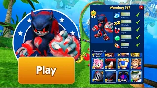 Sonic Dash - Werehog EXE Unlocked and Fully Upgraded - All Characters Unlocked - Run Gameplay