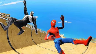 GTA 5 Ragdolls | VENOM & SPIDERMAN Jumps/Fails #4 (Euphoria physics | Funny Moments)