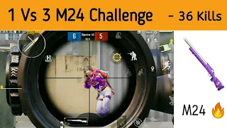 1 Vs 3 M24 Challenge, Tdm Room Match🔥 36 Kills  :- BGMI Gaming