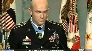 Staff Sgt. Ty Carter speaks at Hall of Heroes Induction Ceremony