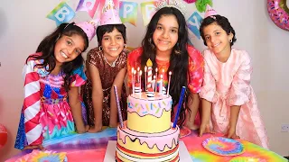 Shfa celebrate her birthday  with friends tie dye them