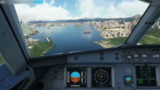 MSFS 2020 - Fenix a320 V2 .214 - landing in VHHX · Beautiful Hong Kong Airport (long landing)