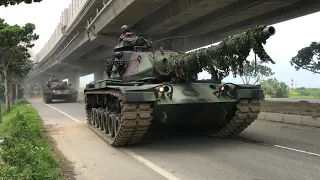 漢光36演習停在橋下的M60A3開回停車場