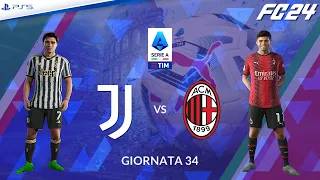 Juventus - Milan ⚽️ Serie A 2023/24 Realistic Match Sim FC 24 ft. Vlahovic, Chiesa, Pulisic