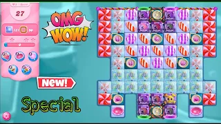 Red & purple colour vertical striped candies combo | Candy crush saga new version update 2022