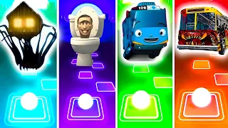 Spider House Head vs Skibidi Toilet vs Tayo The Little Bus vs Bus Eater | Tiles Hop EDM Rush