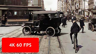 [4k, 60 fps] San Francisco, a Trip down Market Street, April 14, 1906