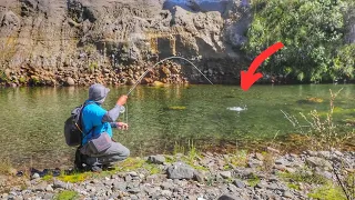 FISHING For SPOOKY Fish in a LOW, CLEAR RIVER and BEST Camp Meal EVER!!!!