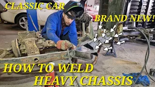 DIY Classic Suzuki Restoration - How To Weld Heavy Steel Chassis Sections - PT 43