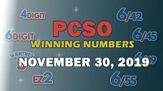 P35M Jackpot Grand Lotto 6/55, EZ2, Suertres, 6Digit, Lotto 6/42 | November 30, 2019