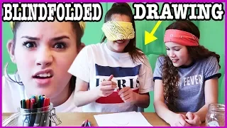 BLINDFOLDED DRAWING CHALLENGE!! CHOCOLATE SLIME SMOOTHIE!!