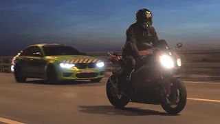 BMW M5 F90 840 СИЛ vs BMW S1000RR - Семейный седан против литрового спортбайка! Серьёзный конкурент!