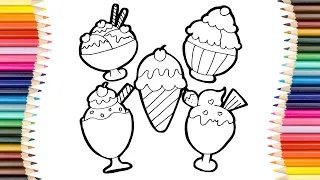 Ice Cream Set. How to Draw Ice Cream.