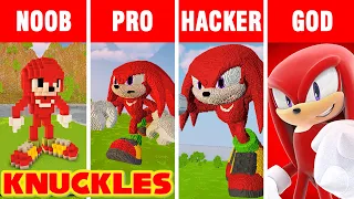 Minecraft NOOB vs PRO vs HACKER vs GOD: KNUCKLES vs SONIC STATUE BUILD CHALLENGE in Minecraft