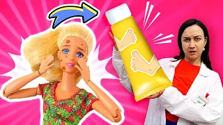 La dottoressa dei giocattoli scopre la causa dell'allergia di Barbie. Giochi del dottore per bambini