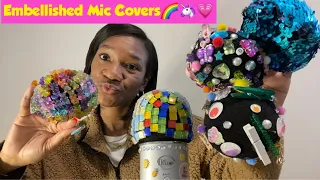 ASMR | Embellished Mic Covers 💗🦄☺️😋🌈🌸 ( Tapping & Some Scratching 😌✨)
