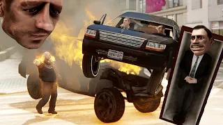 Niko was at the funeral, and hearse seemed possessed！In traffic at a speed of 9999999！ - GTA4