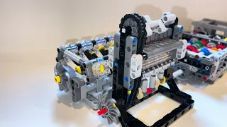 Lego Technic Engines Driven from different Output Shafts via an 8 Speed Gearbox - Which I Right?