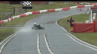 Drama! All on Slicks as TORRENTIAL Rain Pours! Spin to win at LGK 2021 Champs, Rowrah, Rd 2 Sr Rotax